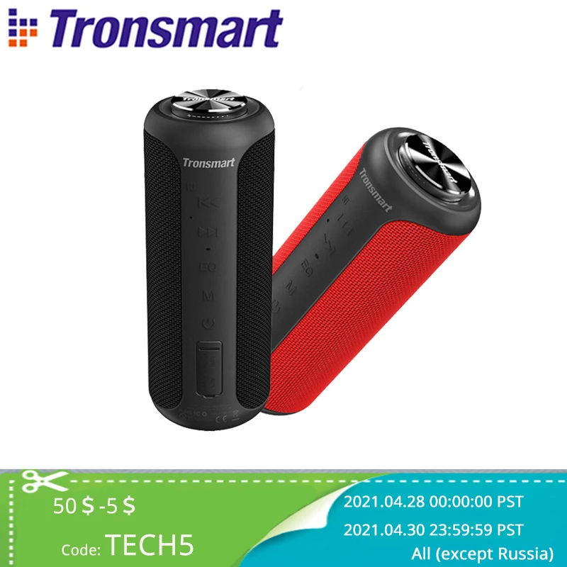 aliexpress - Tronsmart T6 Plus (Upgraded Edition) Bluetooth 5.0 Speaker 40W Portable TWS Speaker IPX6 Column with NFC,TF Card,USB Flash Drive