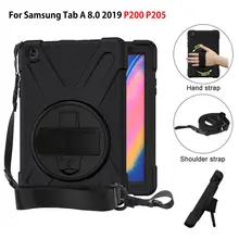 Case For samsung galaxy tab A 8.0 2019 with S Pen 8.0 SM-P200 P200 P205 Cover Funda Shockproof Heavy Duty With Wrist Straps