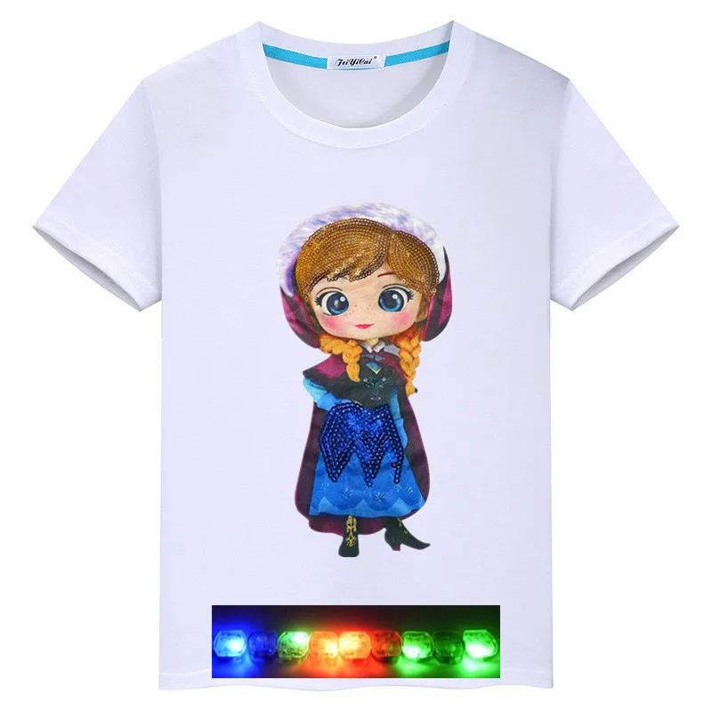 Детская одежда мультяшная серия ледяной снег принцесса может осветить маленькую