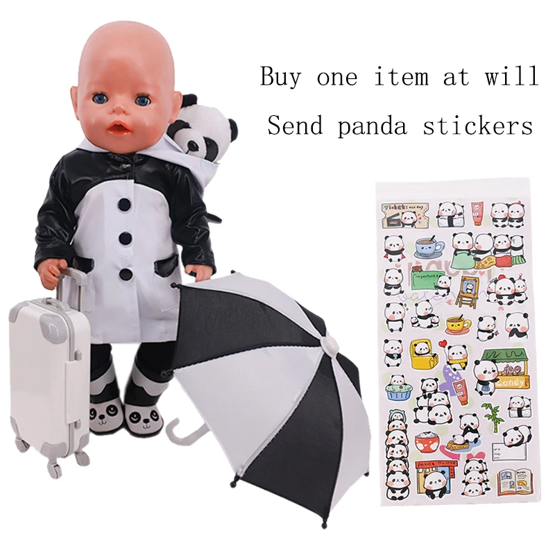 

Кукла милая панда, одежда, обувь, зонт, чемодан, кукла, аксессуары для куклы 43 см, кукла новорожденная и 18-дюймовая кукла Американская девочка
