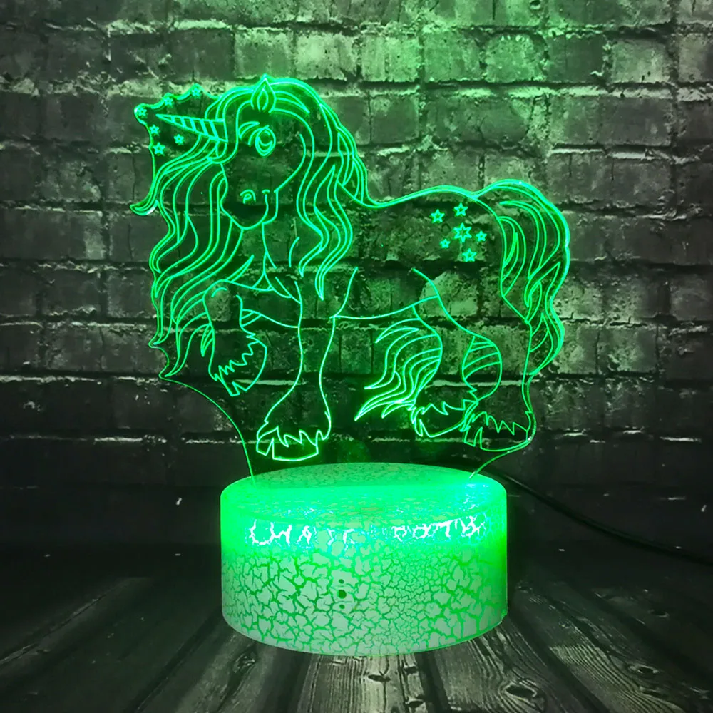 Новинка 2019 милый Единорог Лошадь 3D LED 7 цветов USB зарядка Лава спальня теплый стол