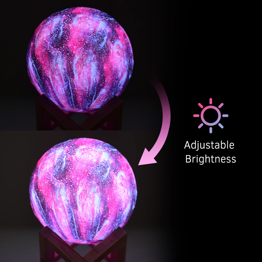 3D печатных луна лампа USB Перезаряжаемые Звездный светодиодный ночной Светильник