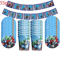 super hero party supplies decorations kids birthday disposable tableware tablecloth cups superhero party theme favors boy set