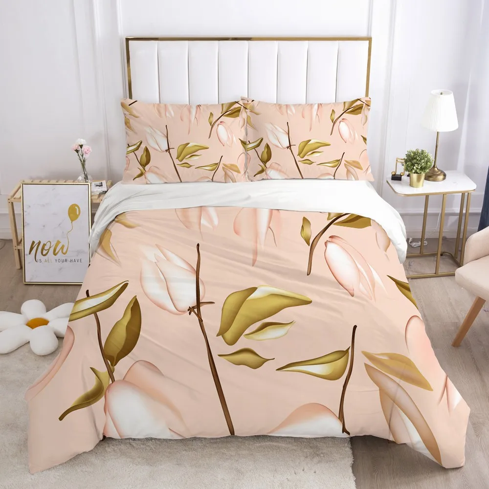 

3D Duvet Cover Set Bedding Sets Comforter Cases Pillow Covers Full Twin Double Single Size Flowers Design Custom Bedding Sets