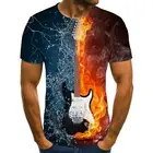 Новинка 2020, Мужская футболка для музыки, футболка с 3d гитарой, футболка с принтом, одежда в готическом стиле для аниме, футболка с коротким рукавом