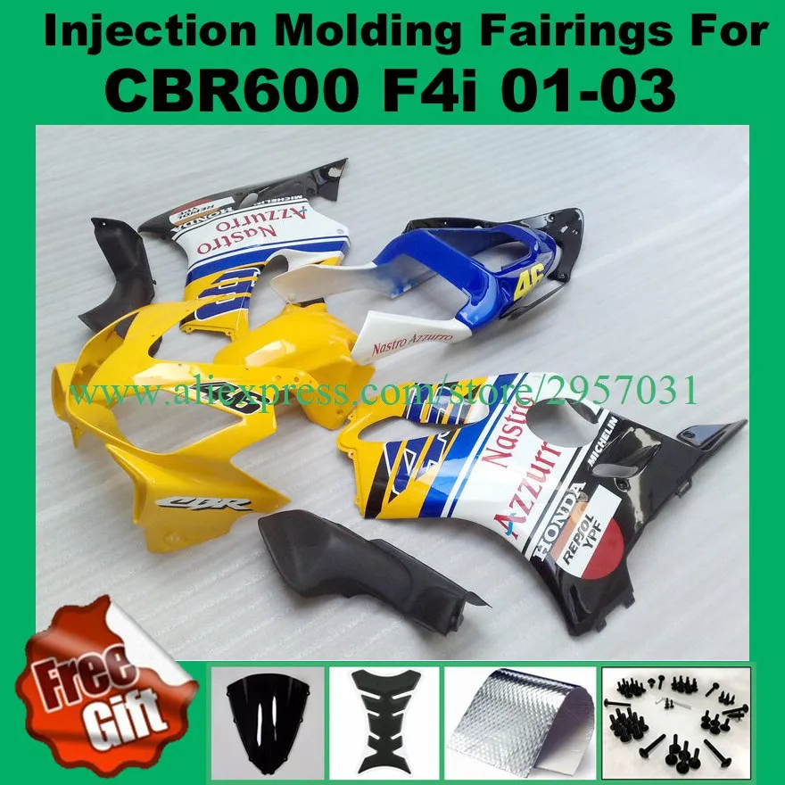 Винты и подарки для Honda CBR 600 F4i 2001 2002 2003 пластиковый комплект обтекателей