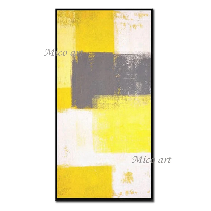 Золотисто желтая абстрактная картина маслом на холсте. 100% цветной холст ручной