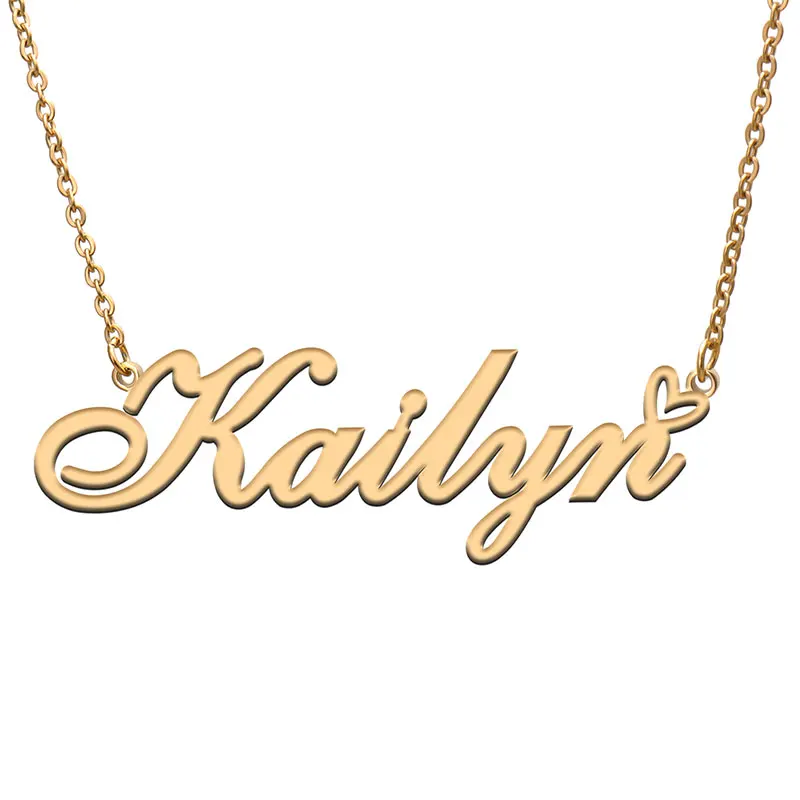 

Love Heart Kailyn Name Necklace for Women Stainless Steel Gold & Silver Nameplate Pendant Femme Mother Child Girls Gift