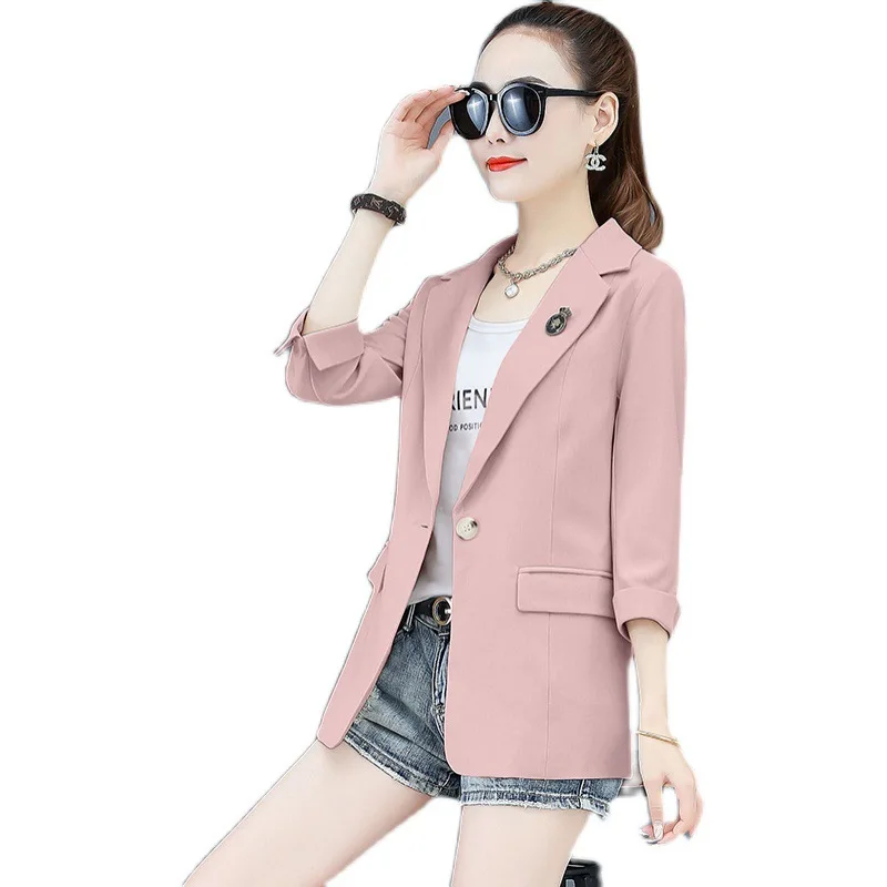 

New Spring Summer Women's Jacket 2021 Lady Slim Blazer Women Casual Fashion Designer Brand Seven Points Sleeve Coat Plus Size4XL