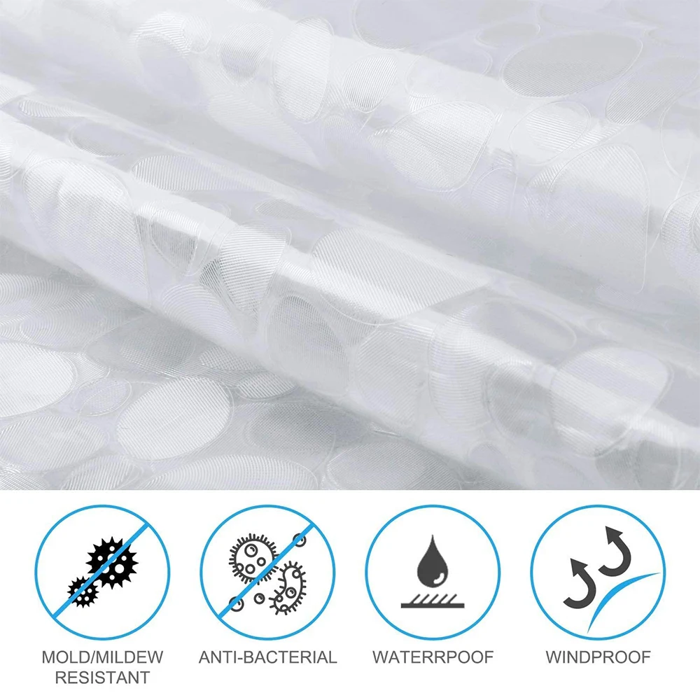 Занавеска для душа из ЭВА полупрозрачная водонепроницаемая с узором в виде