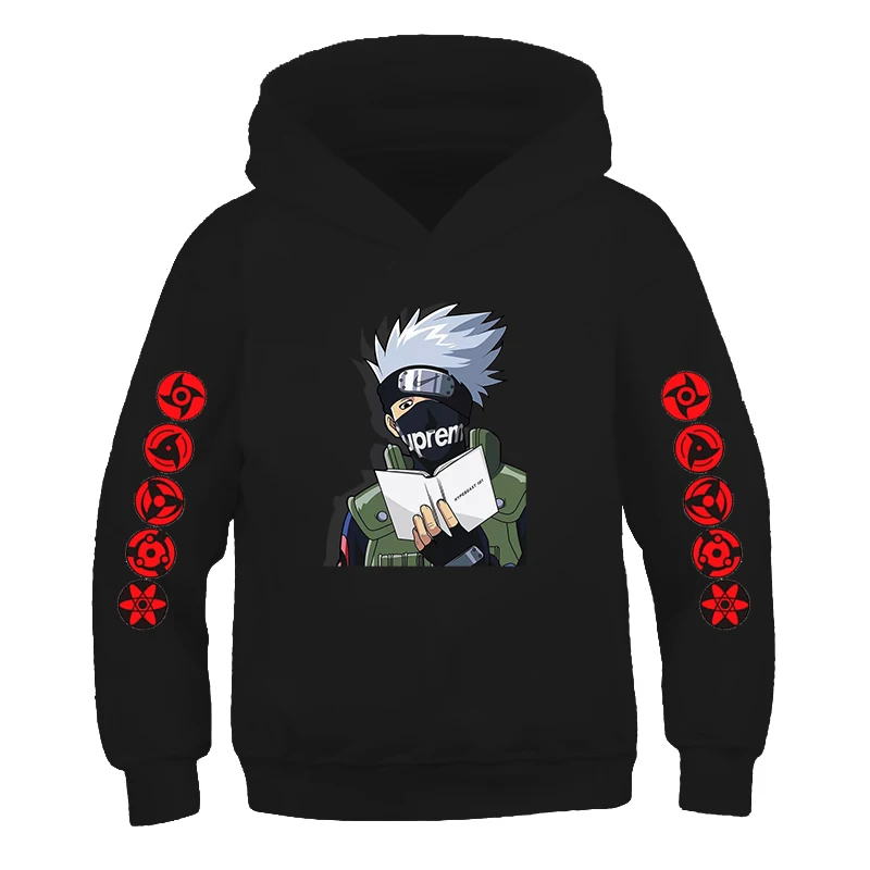 

Ninja hoodies Long Sleeve and Pure Cotton black Sweatshirts hooded children boys and girls uzumaki 2021 newest printed hoodies