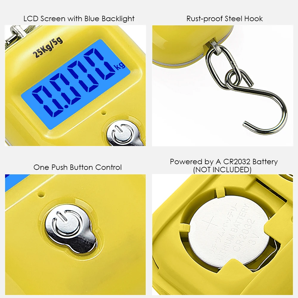 WeiHeng Luggage Scale Kitchen Baking Tool Digital for Fishing Travel Weighting Steelyard Hanging Electronic Hook | Дом и сад