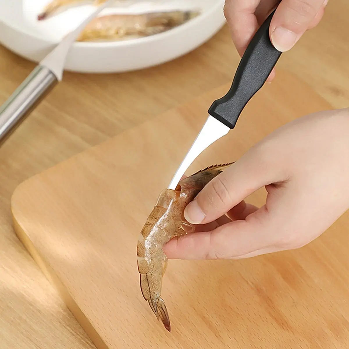 

Crayfish Stainless Steel Manual Plastic Deveiner Tool Shrimp Line Cleaner Shrimp Thread Knife Prawn Peeler