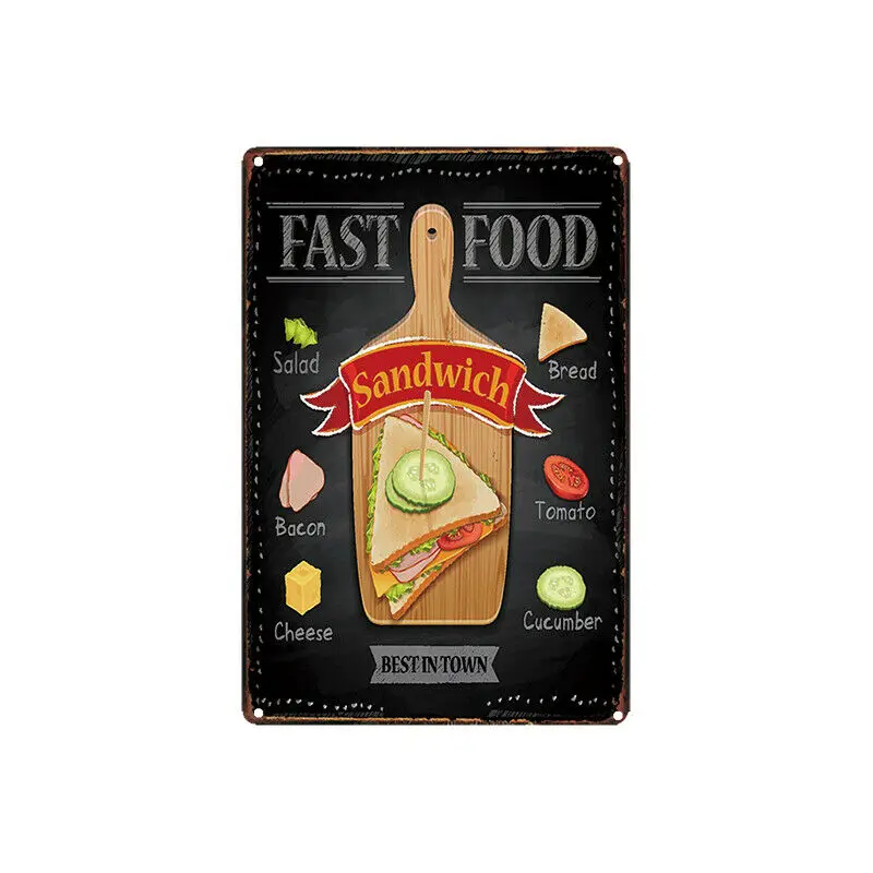 

Metal Tin Sign fast food sandwich Decor Bar Pub Home Vintage Retro Poster