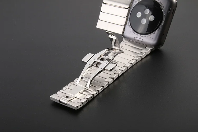 Роскошный браслет из нержавеющей стали для apple watch Series 5 4 3 1 2 iwatch 44 мм 40 мм 38 мм стальной ремешок 42 мм с адаптерами