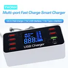 Сетевое зарядное устройство QC3.0 с 7 USB-портами и светодиодным дисплеем