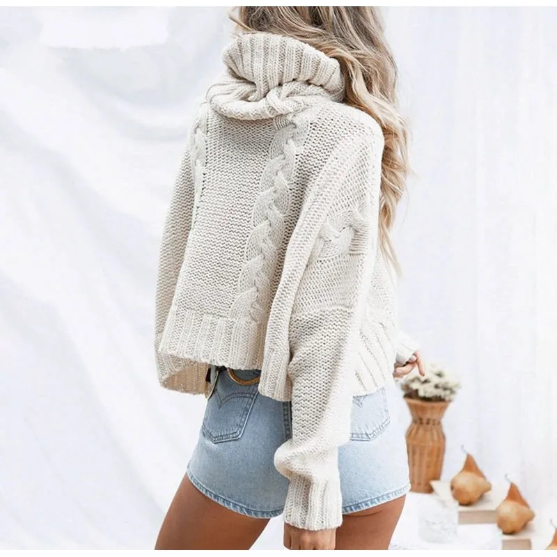fall 2020 women jumper oversized sweater batwing long sleeve turtleneck pullover knitted white khaki gray jersey | Женская одежда