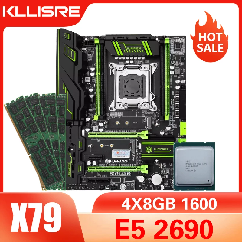 Комплект материнской платы X79 LGA 2011 Xeon E5 2690 4 шт. X 8 ГБ = 32 Гб 1600 МГц DDR3 память ECC
