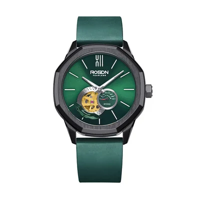 Green Silicone Luxury Brand ROSDN Men's Watches Japan MIYOTA 8N40 Automatic Mechanical Pocket Watch Man Sapphire Skeleton 50M Waterproof R2189 - Color: Green Silicone