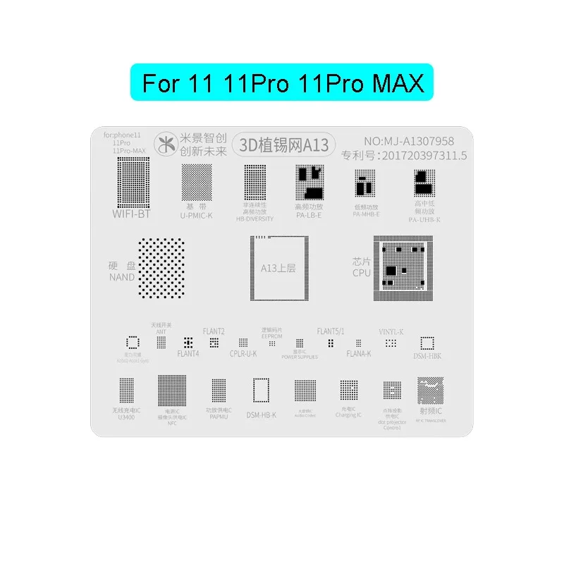 Трафарет MJ 3D BGA для реболлинга трафарет iPhone A8 A9 A10 A11 A12 A13 6 11Pro Max посадки|Детали