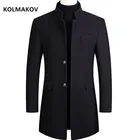 Мужская шерстяная куртка, утепленная ветровка, тренчкот для зимы, размеры 2021, M-4XL