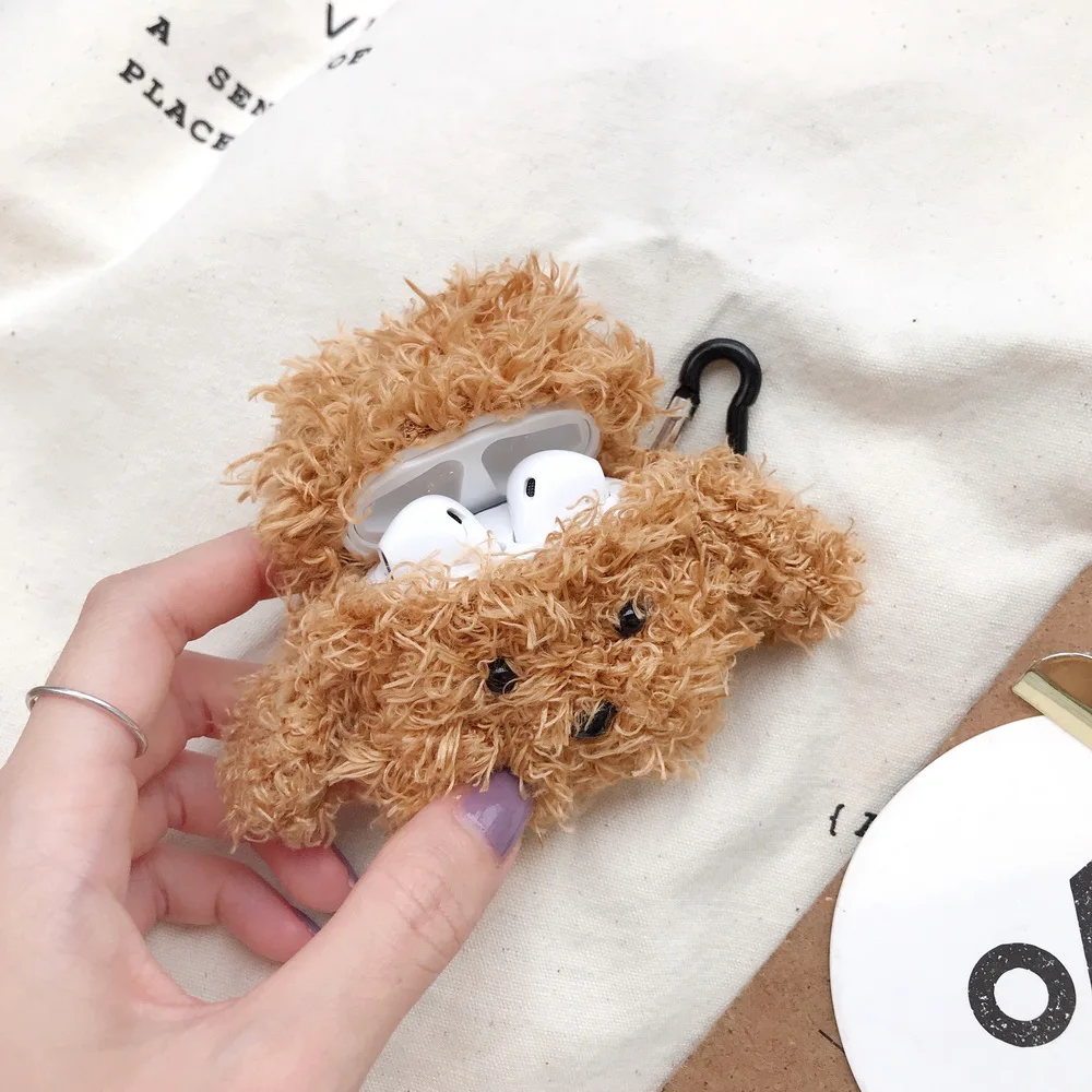 KAWAII милый шерстяной плюшевый питомец щенок Airpods Чехол ручной переноски прекрасный подарок для девочки Apple Airpods2 Bluetooth наушники чехол
