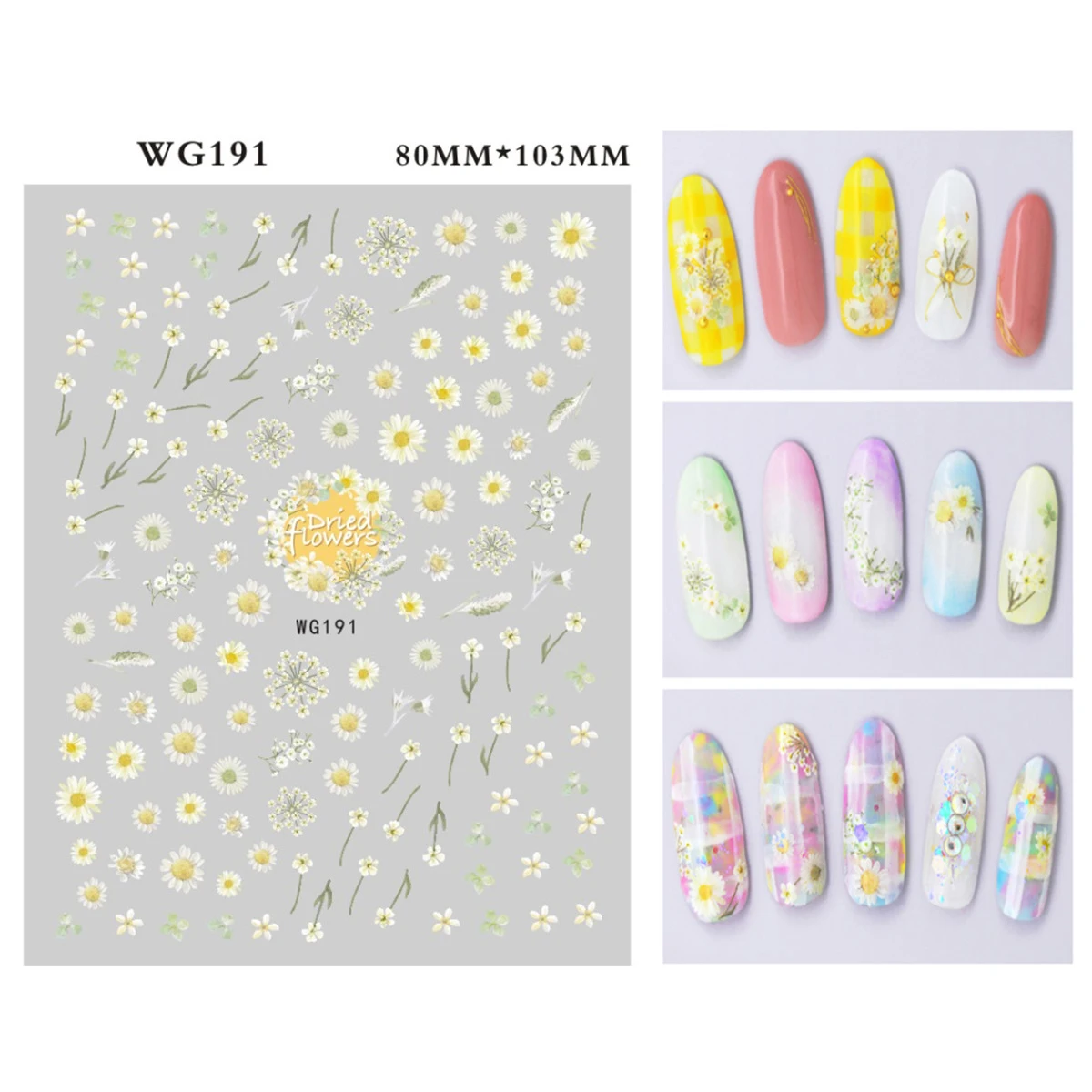 12pcs New Nail Sticker Daisy Sunflower Nail Art Sticker Set 3D Design Manicure Decals Colorful DIY Manicure Tools Nail Art