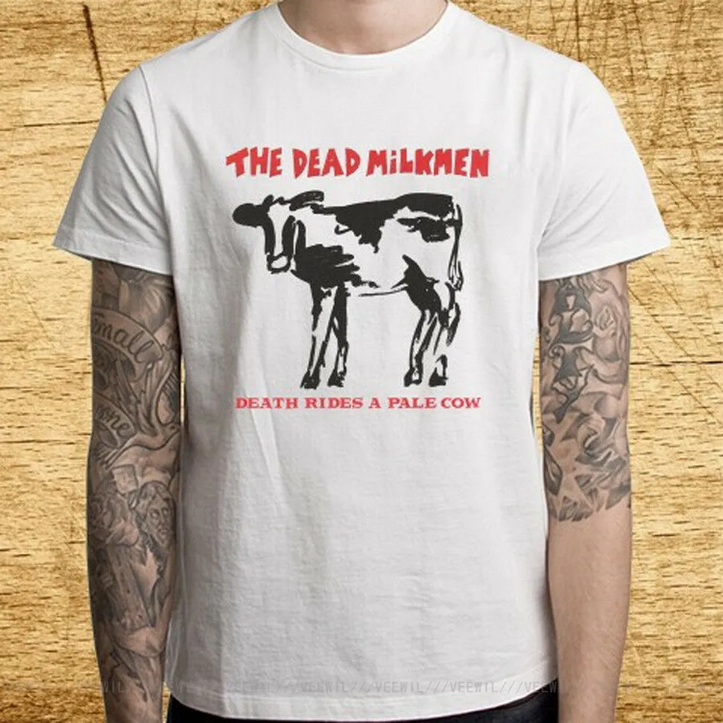 Новинка мужская белая футболка с логотипом бледной коровы The Dead MilkMen Death Rides модная