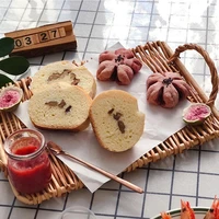 natural rattan bread binaural tray food tray handmade breakfast basket with handles for hotels restaurants houses kitchens