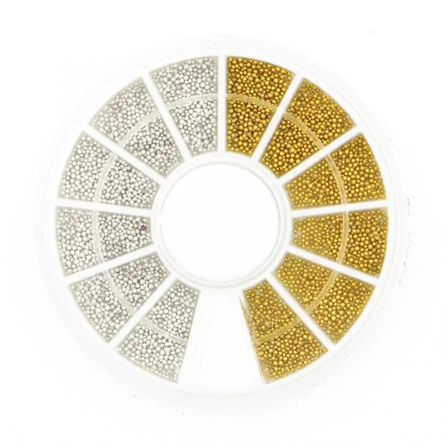 Дизайн ногтей серебряные золотые бусины жемчуг Икра смешанный Маникюр сделай