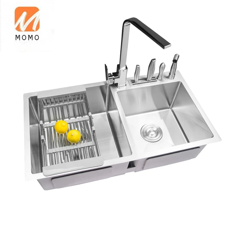 

2021 Stainless Steel Single Sink Kitchen Single Basin Thickened Sink Large Single Slot Set