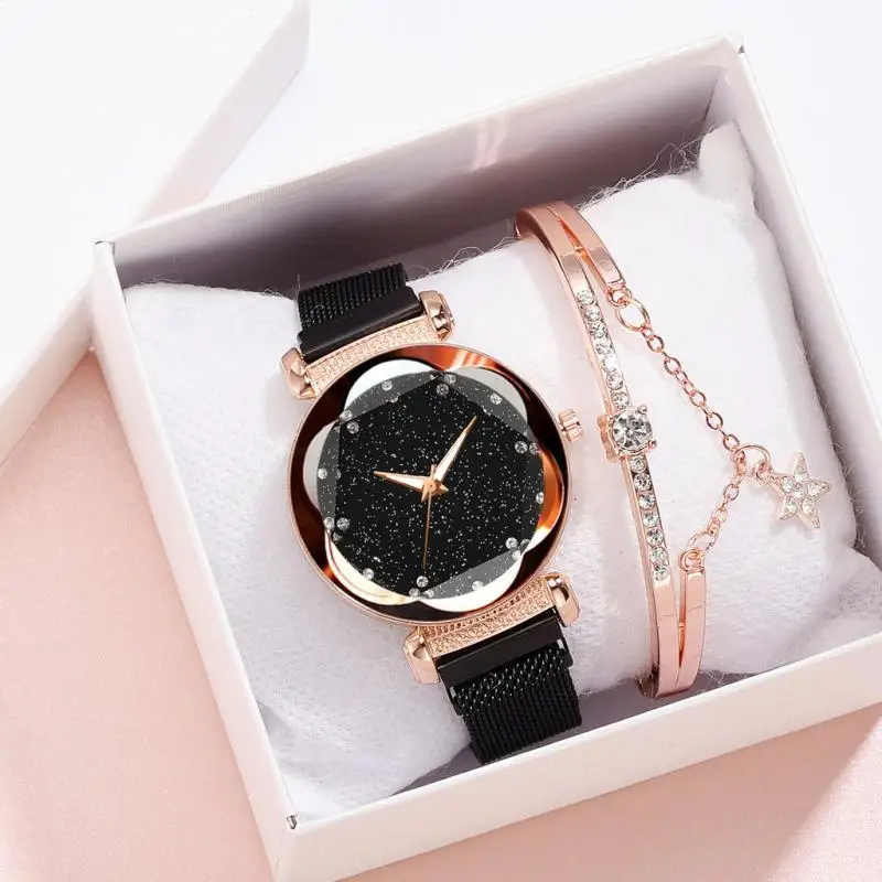 

Ladies Magnetic Starry Sky Clock Luxury Women Watches Fashion Diamond Female Quartz Wristwatches Relogio Feminino Zegarek Damski