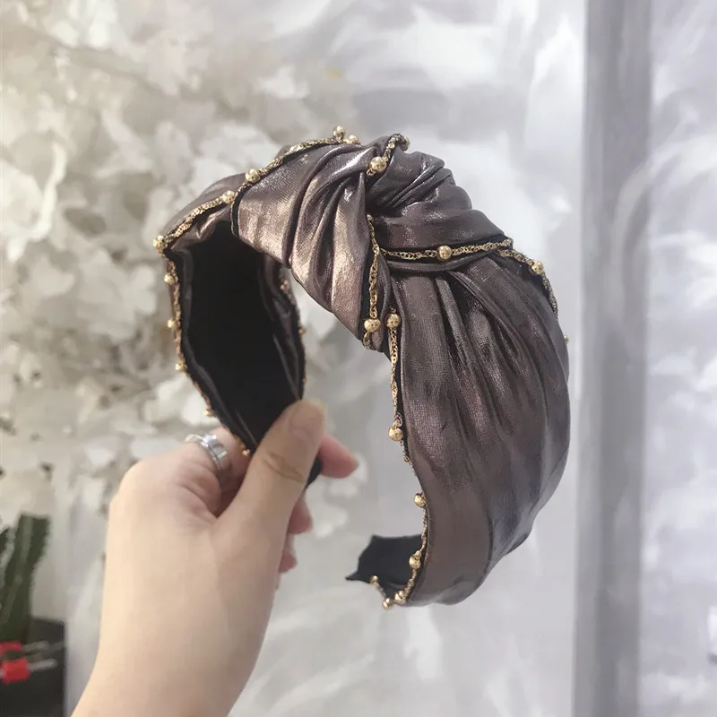 

Headbands For Women Girls Korean Wide Fabric Hair Bands Accessories Fashion Knot Pearl Adult Diademas Bandeau Cheveux Wholesale