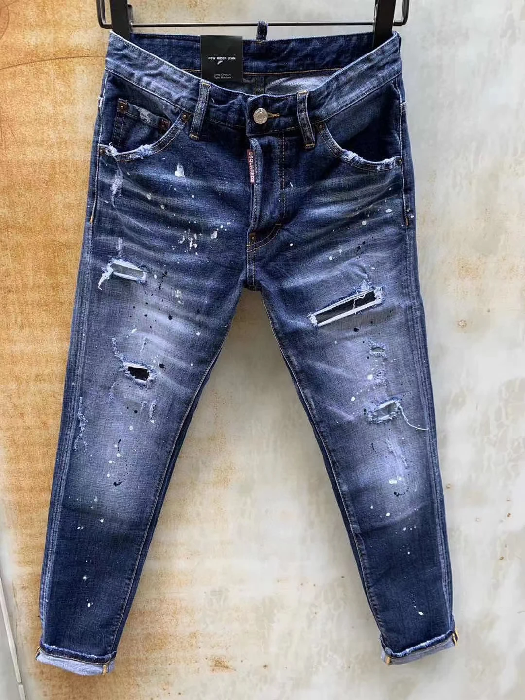 

2021 New Style DSQ2 Fashion Motorcycle Ripped Paint Men's Jeans 9130#