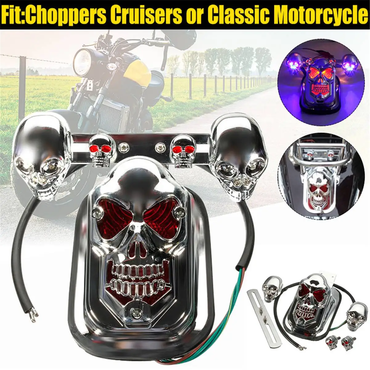 

NEW 20W LED Motorcycle Skull Turn Signal Lights Indicators ATV Rear /Tail / Stop / Brake Light Lamp For Choppers Cruisers