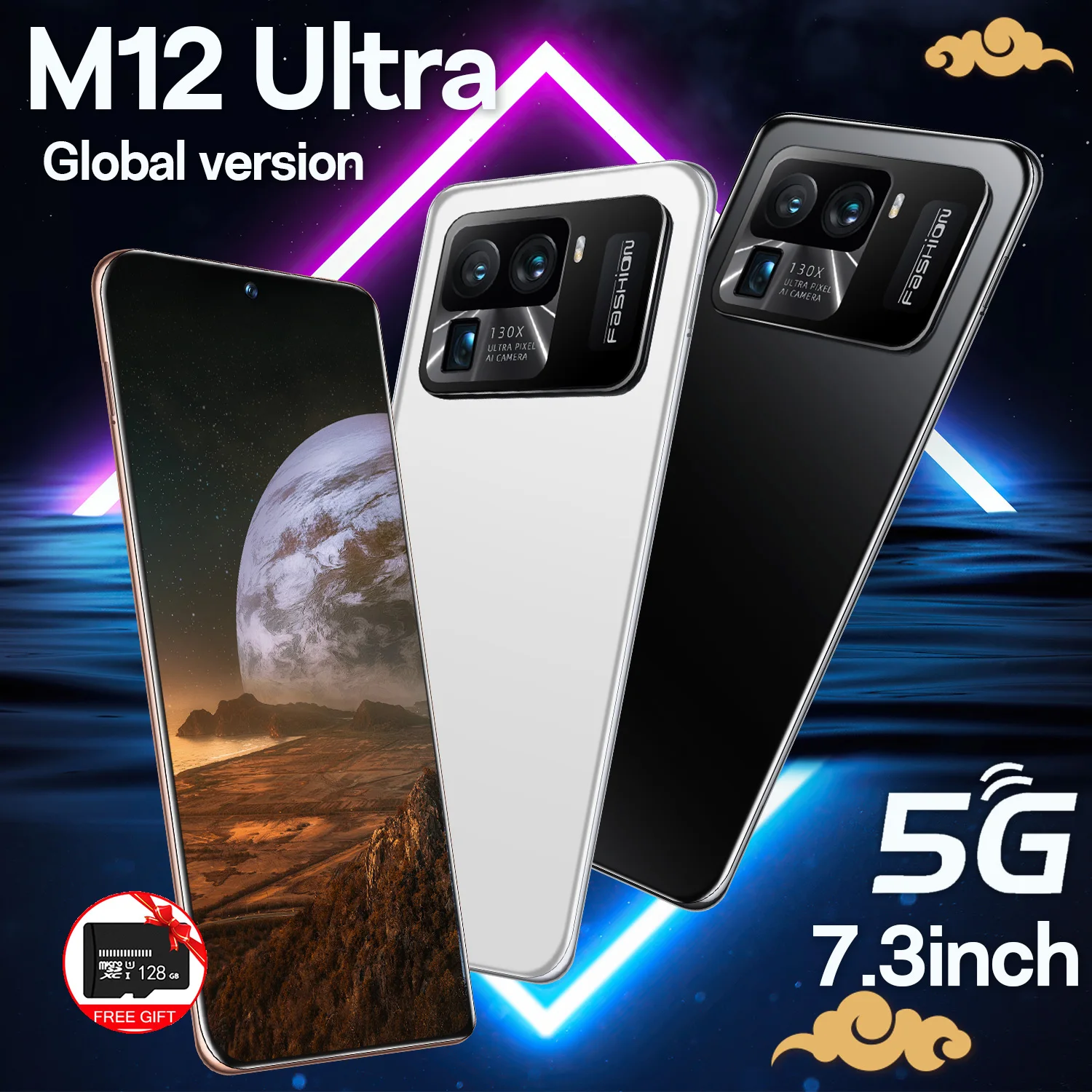 

Original M12 Ultra 7.3Inch Smartphone 6800mAh Unlock Global Version 4G 5G Android 10.0 48MP+64MP 16GB+512GB Celulares Smartphone