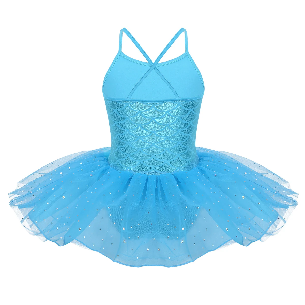 Kids Girls Ballet Dress Sparkly Mermaid Tutu Spaghetti Shoulder Straps Scales Pattern Printed Dance Gymnastics Leotard | Тематическая