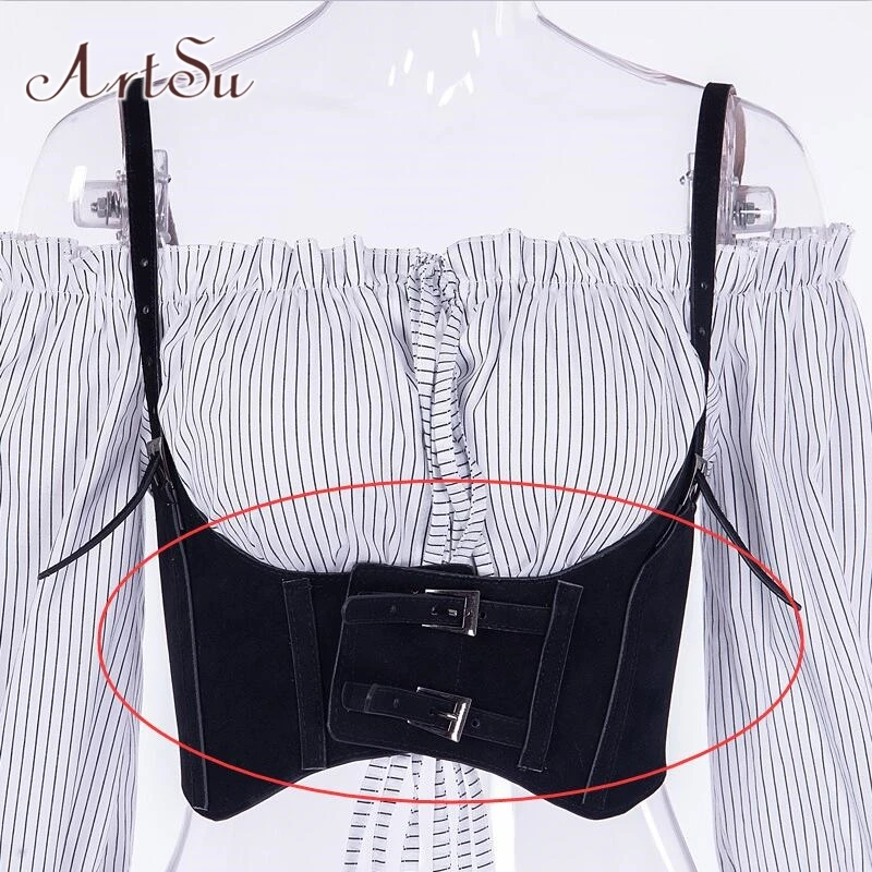Suede Vest ArtSu Лето из искусственной кожи майка Женский Сексуальный Топ Без Косточек Черный Топ бюстье одежда для фитнеса уличная одежда ASVE20478 - Цвет: Suede Vest