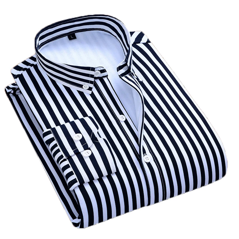 Мужская Зимняя Толстая плюшевая рубашка Aoliwen в черно белую полоску теплая