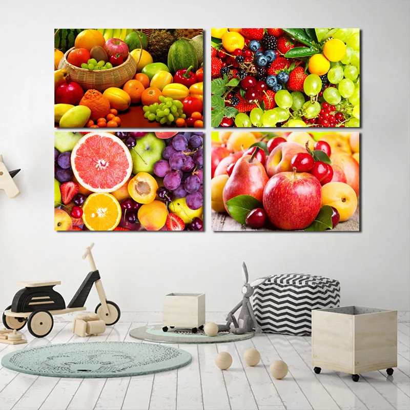 Киви Фрукты Лимон яблоко апельсины вишня холст постеры принты настенная