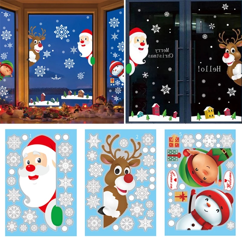 

Рождественские наклейки на окна Санта Клауса, украшения на стену, рождественская подвеска, Счастливого Рождества, для домашнего декора, с н...