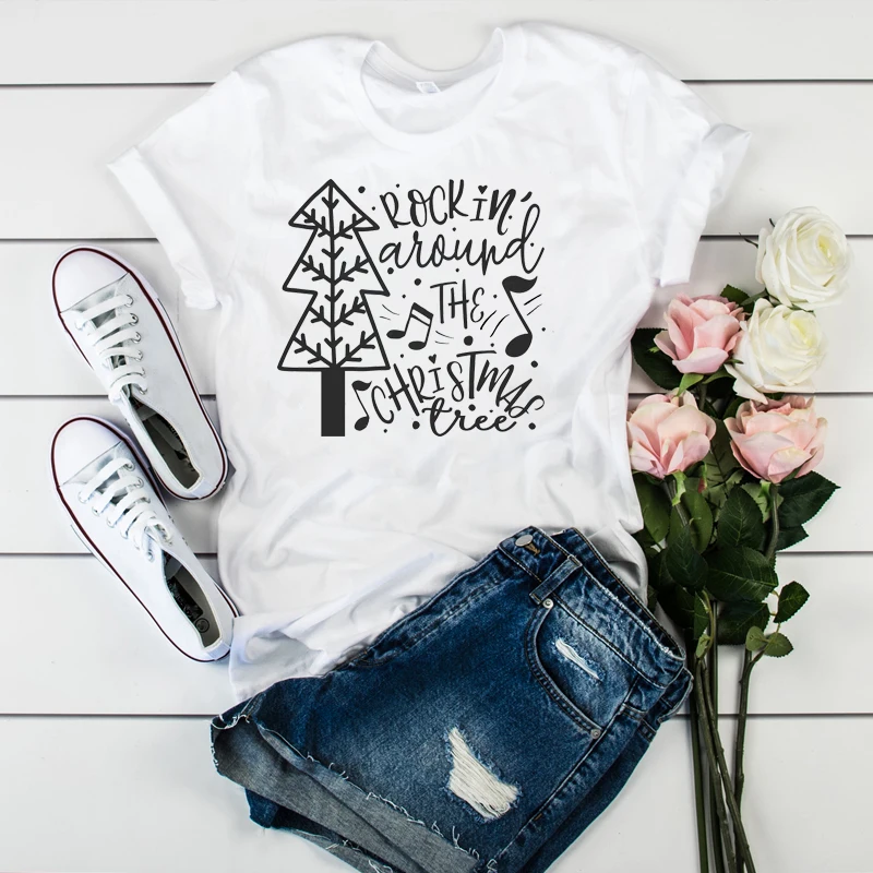 

Women Lady T Shirt Walking Winter Christmas Printed Tshirt Ladies Tee Shirt Women Female Tops Clothes Graphic T-shirt