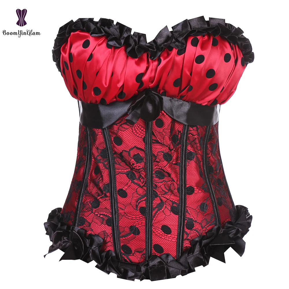 Корсет в горошек корсет с оборками со шнуровкой для похудения бюстье косточками