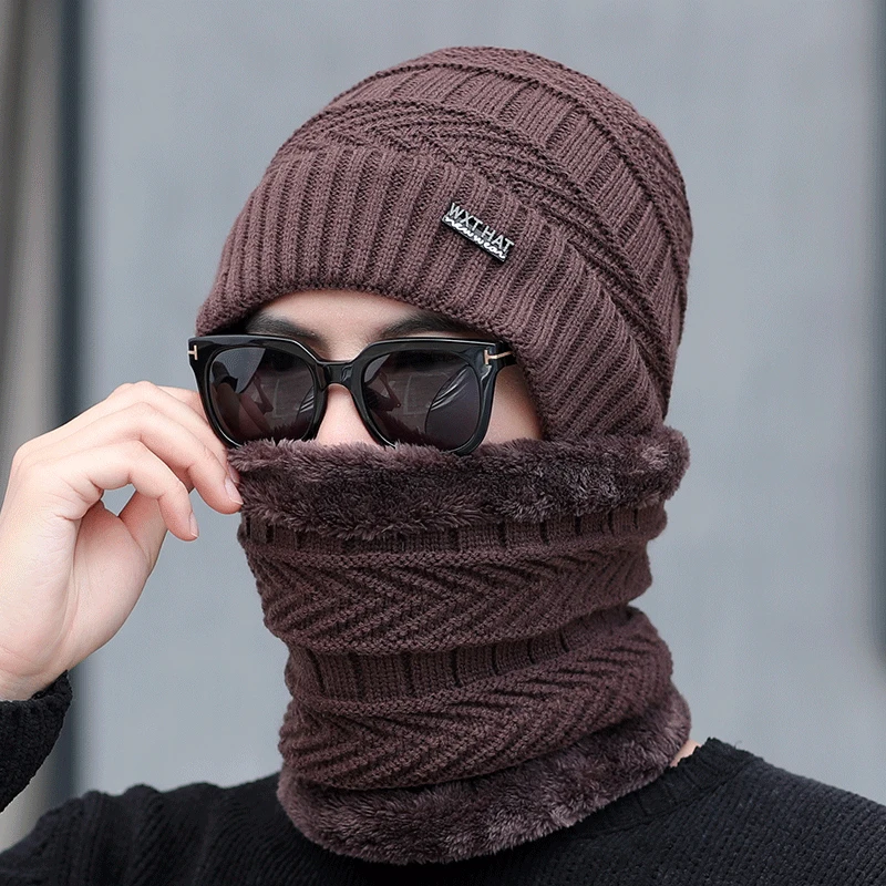 Горячие зимние шапки Skullies Beanies Hat для мужчин и женщин из шерсти с шарфом-шапкой, маской балаклавой, горрасами, боннетами, вязаными.