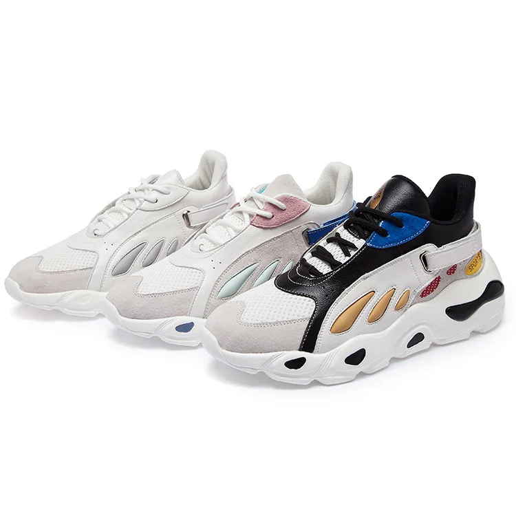 2019 Осенняя спортивная обувь из натуральной кожи женская на плоской подошве