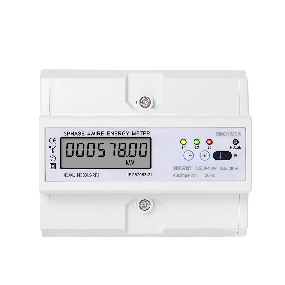 DDS578R 380 В 3 фазы ваттметр Потребляемая мощность Метр Modbus счетчик энергии RS485 100A lcd цифровой 7P din-рейка смарт-кВтч метр