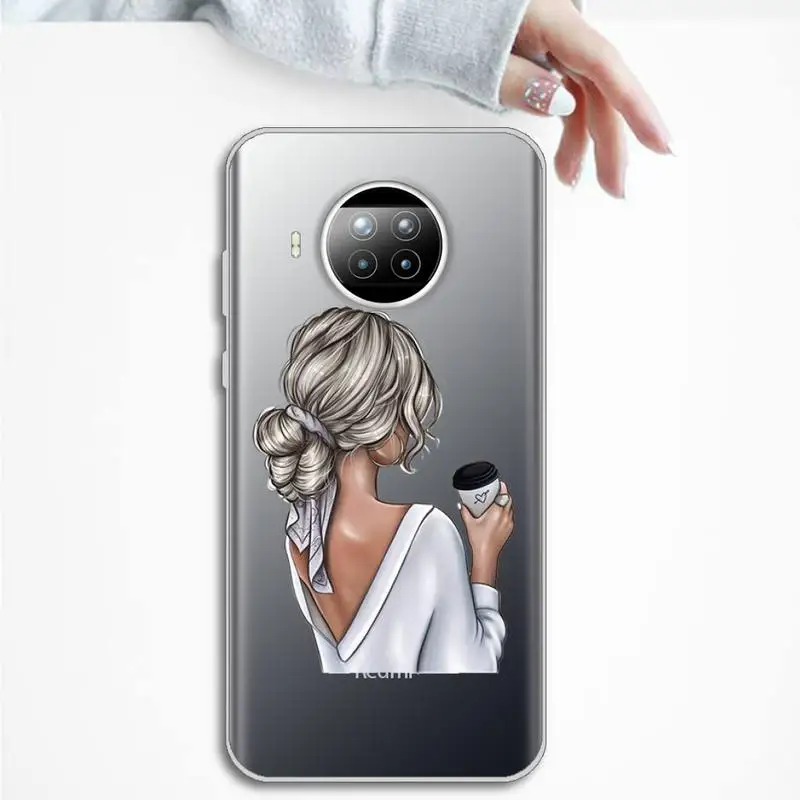 

Beautiful girl rear view ins Phone Case Transparent for Xiaomi mi Redmi note 10 t 8 9 pro lite 11 Samsung S 8 9 10 20