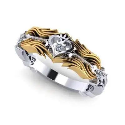 

Milangirl Unique Rose Jewelry Ladies Fashion Crystal Ring King Crown Heart Women's Engagement Wedding Anniversary Ring
