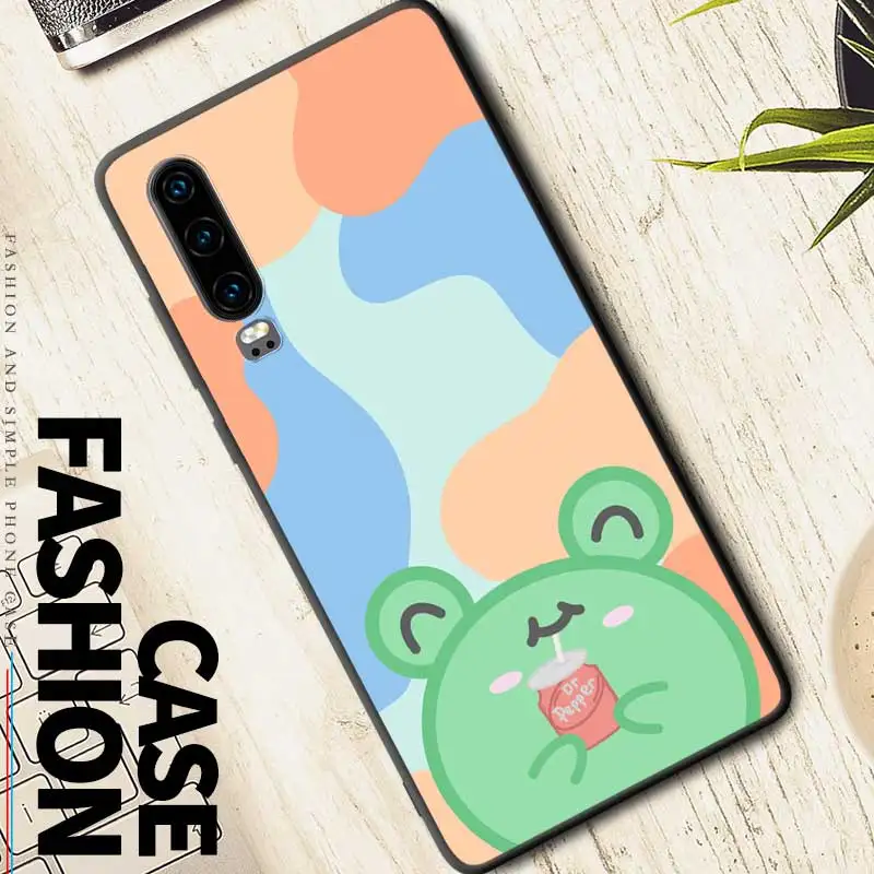 

Cute Green Frog Silicone Case for Huawei P10 P20 Lite P30 P40 Pro Plus P40Lite E P Smart Z Phone Cover Soft TPU Coque Shell Capa