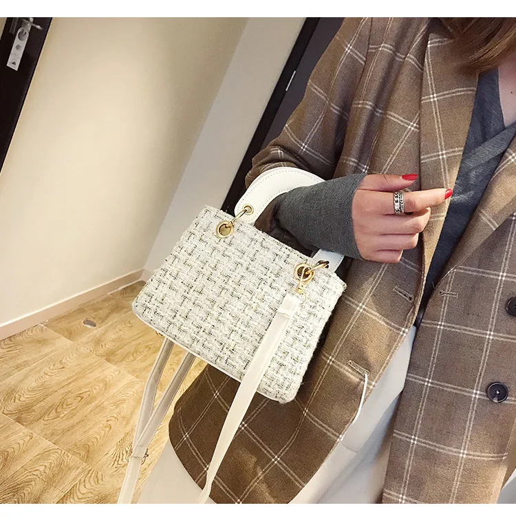 Осенне зимняя новая женская сумка Корейская версия Простой шерстяной ткани на